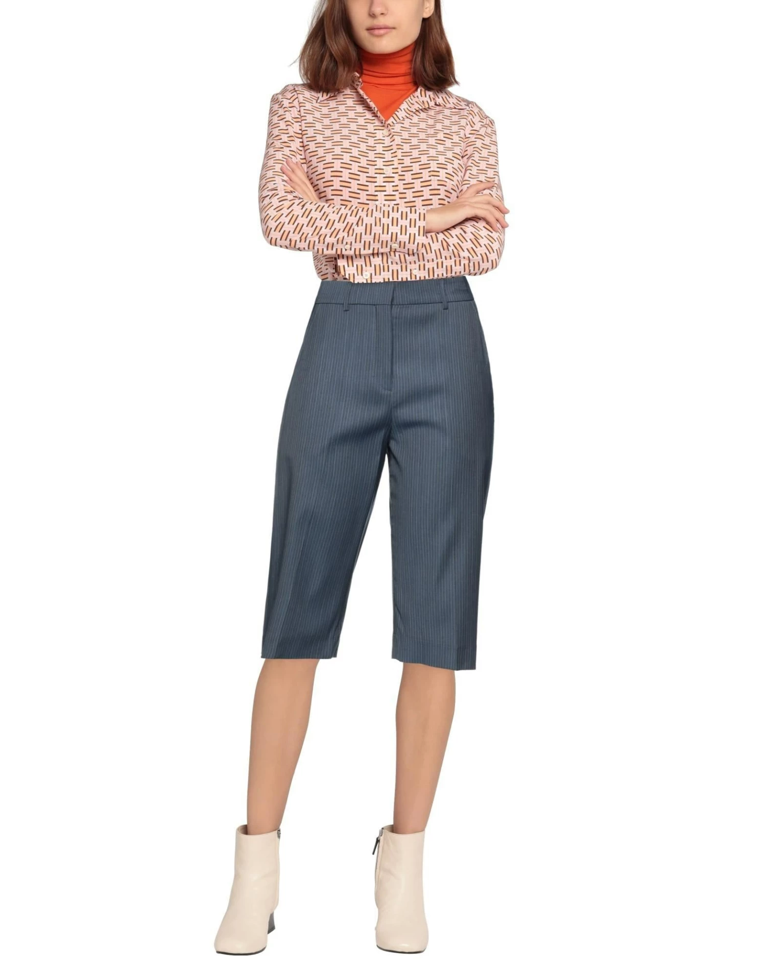 CEDRIC CHARLIER Cropped Pants & Culottes For Women Slate Blue - Image 2