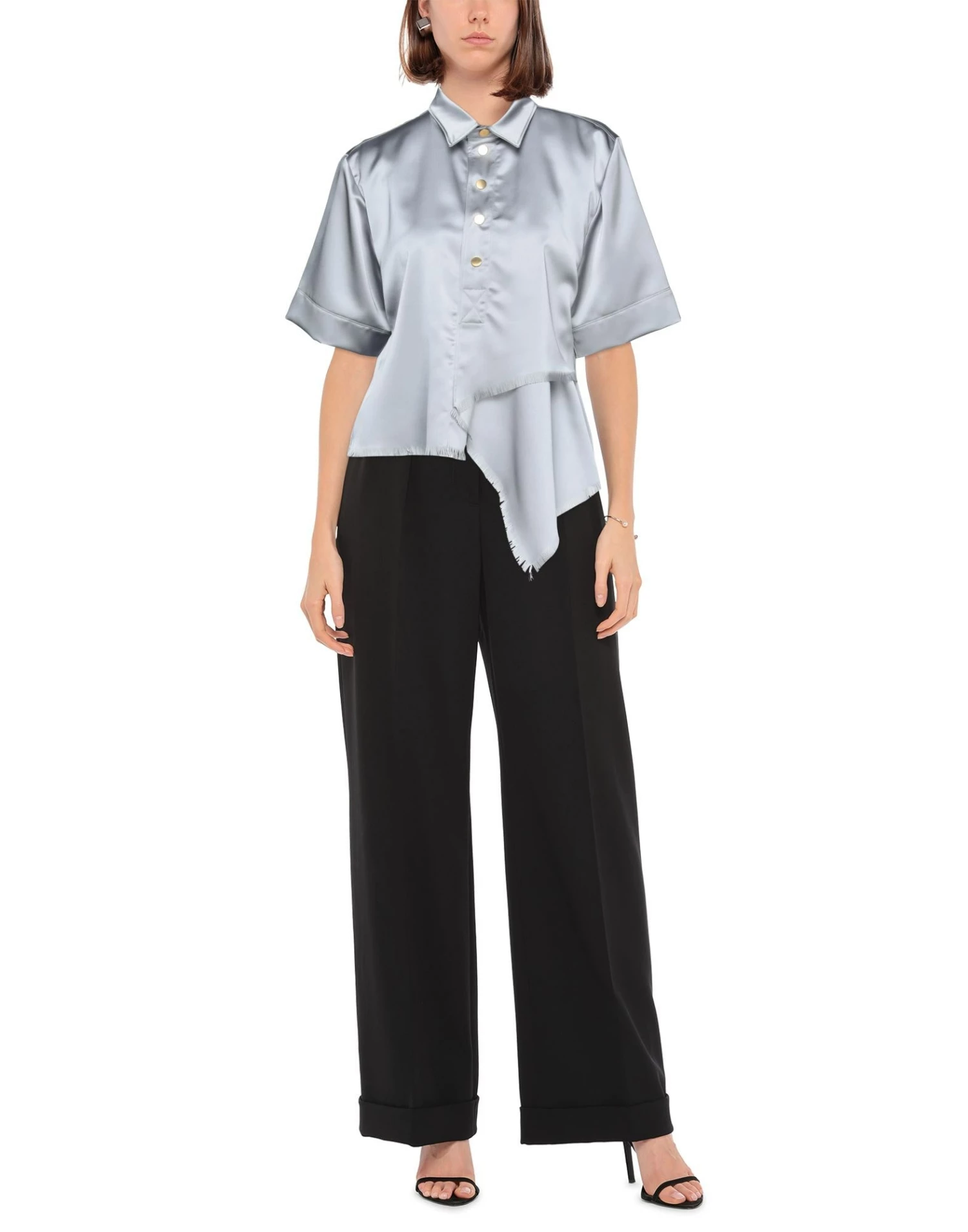 CEDRIC CHARLIER Solid Color Shirts & Blouses For Women Light Grey - Image 2